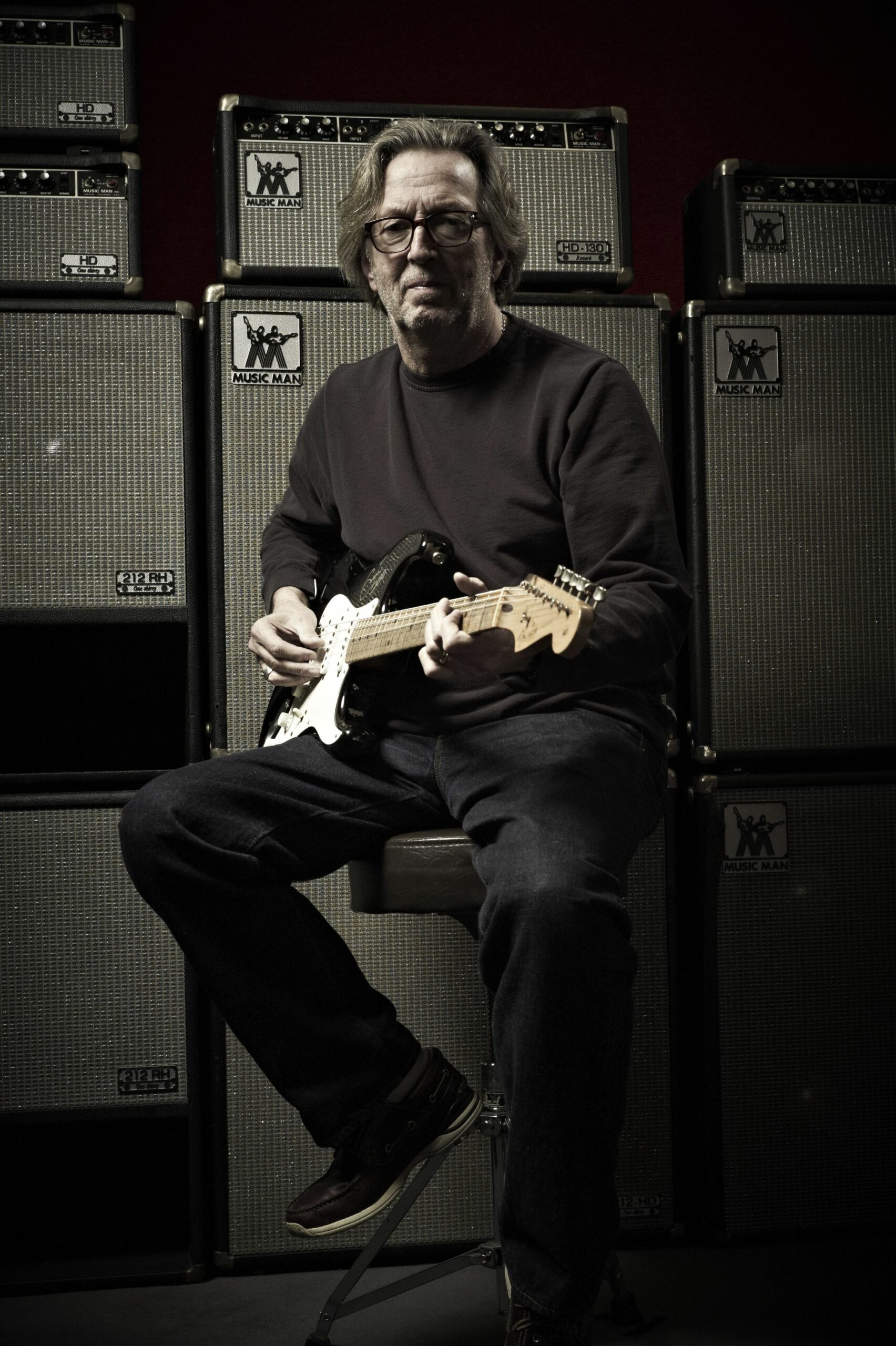 Eric Clapton with a 2006 'Blackie' re-creation Stratocaster -Photo Jack English