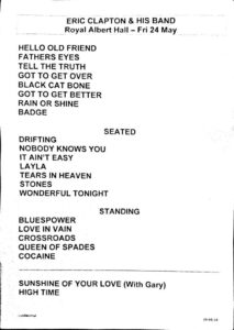 Set List - 24 May 2013 - Royal Albert Hall